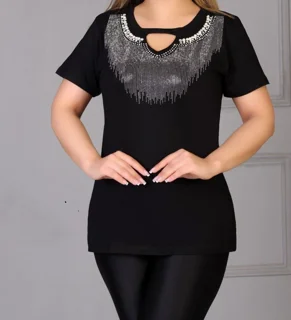 تیشرت یقه اشکی نگین مروارید